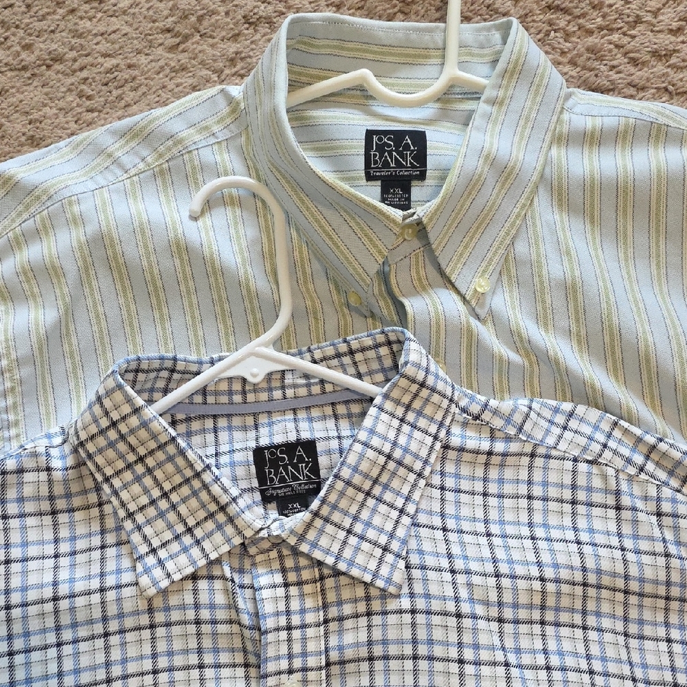 Jos. A. Bank Men's Green Striped and Blue Checked Shirts